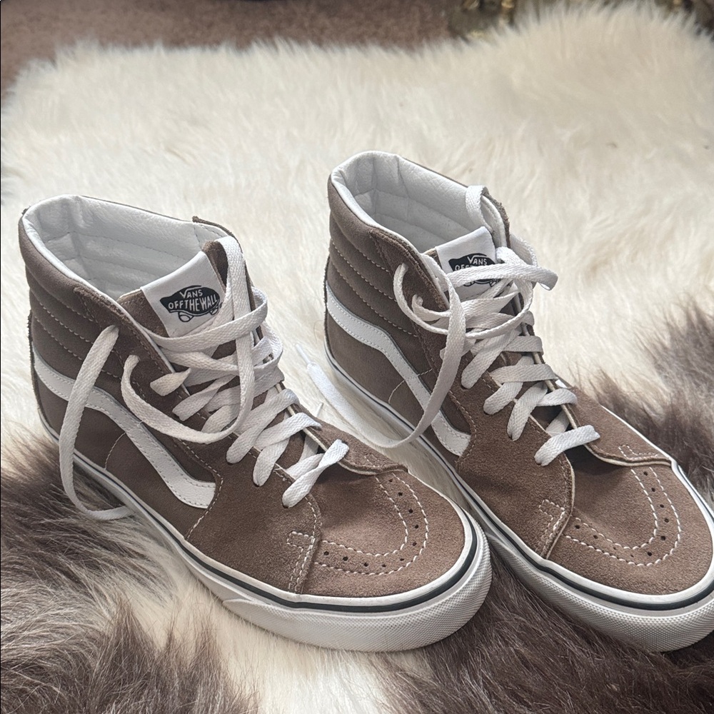 Vans High-Top Sneakers in Brown and White